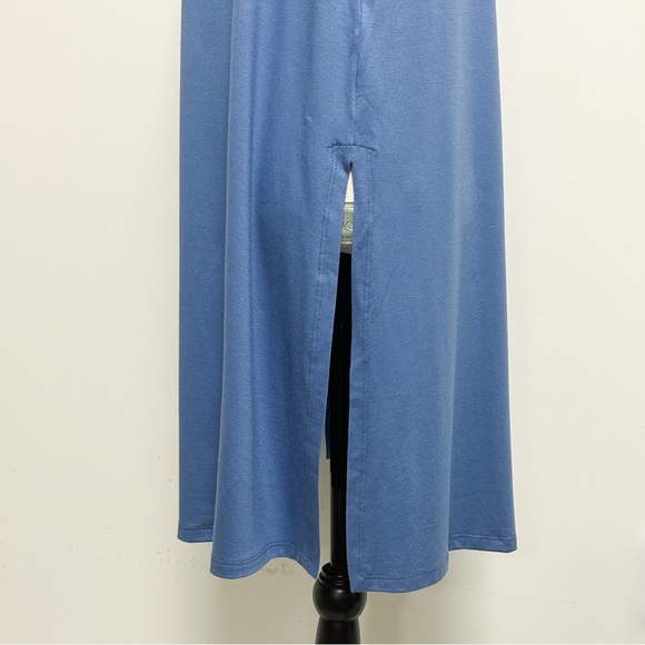 Eileen Fisher Coast Blue Short Sleeve Long A Line Tunic Wide Side Slits XS NWT - Picture 4 of 12